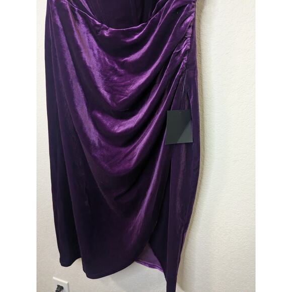 LULUS Glamorous Celebrations Purple Velvet Strapless Tulip Dress Womens Large - Picture 3 of 13
